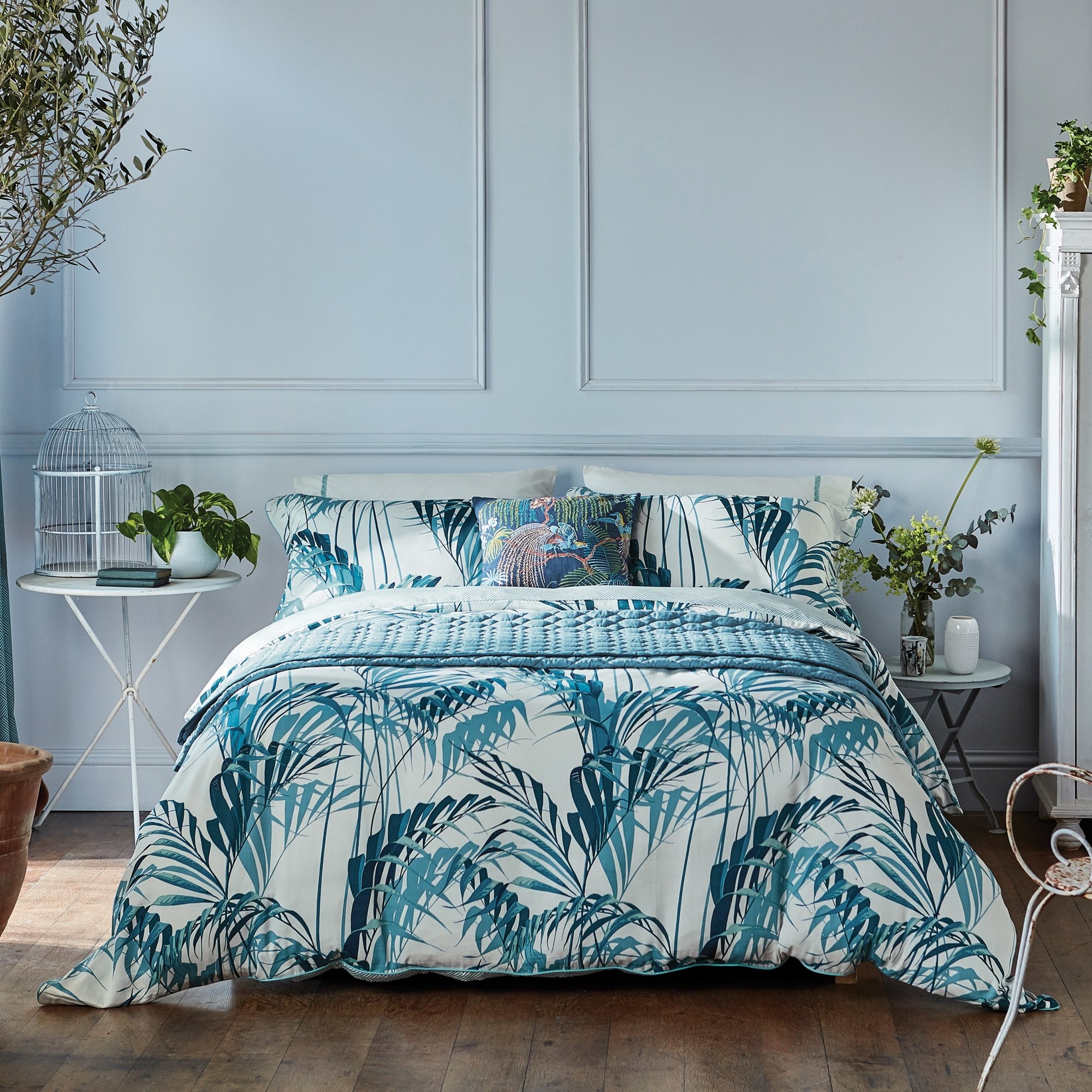 Palm House Designer Bedding And Pillowcase By Sanderson In Eucalyptus